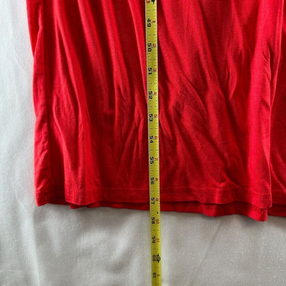 Grecerelle Dress S Shirred A-Line Maxi Scoop Neck Long Sleeve Stretch Rayon Red - Picture 12 of 12